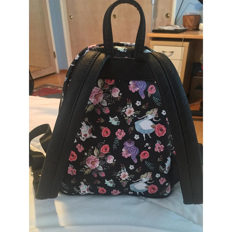 Loungefly Disney Alice In Wonderland Allover Print Double Strap Shoulder Bag Purse Mini Backpack