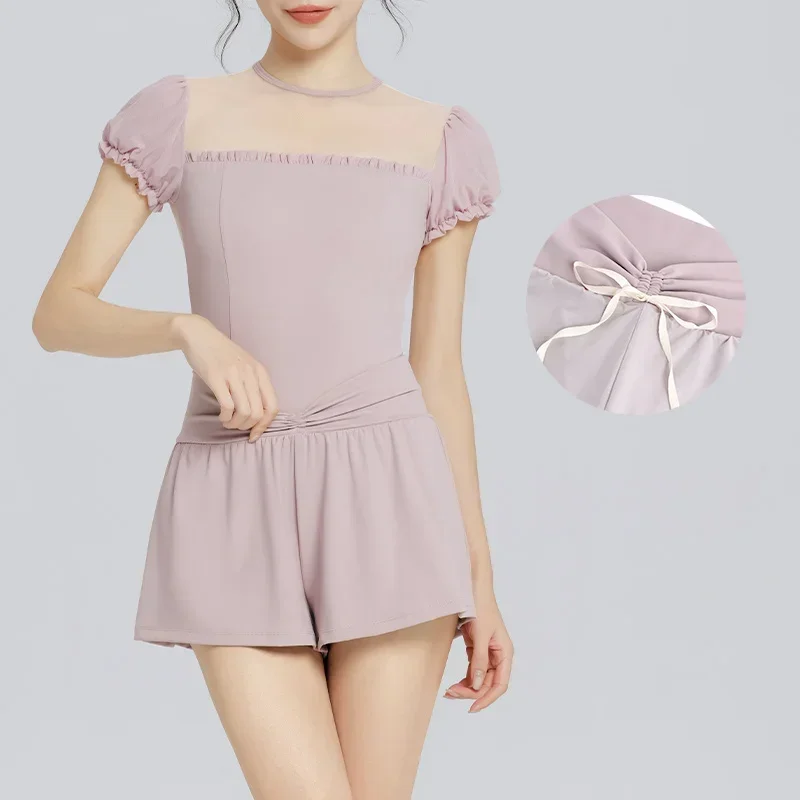 

2025 New Women Ballet Shorts Adult Waist Pleate Shorts Dance Training Sport Jogging Yoga Ballerina Dance Swimwear Shorts