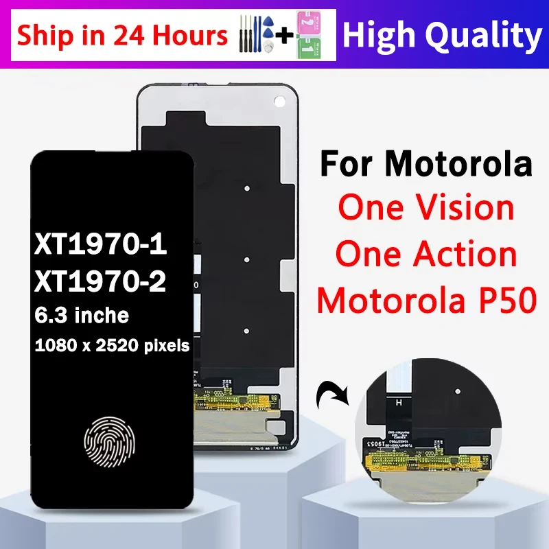 Tested For Motorola Moto One Vision LCD XT1970-1 XT1970-2  Display Touch Screen Digitizer Assembly For Moto OneVision Display