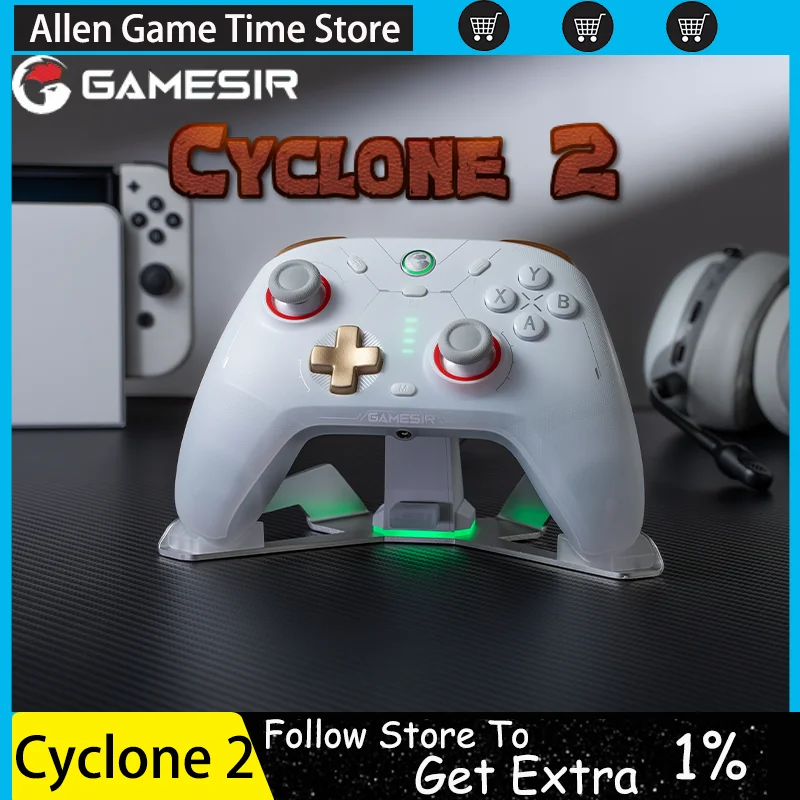 GameSir Cyclone 2 Wireless Bluetooth Gaming Controller With TMR Sticks Joystick Hall Effect For PC/NS/Android/IOS Gamepad Custom