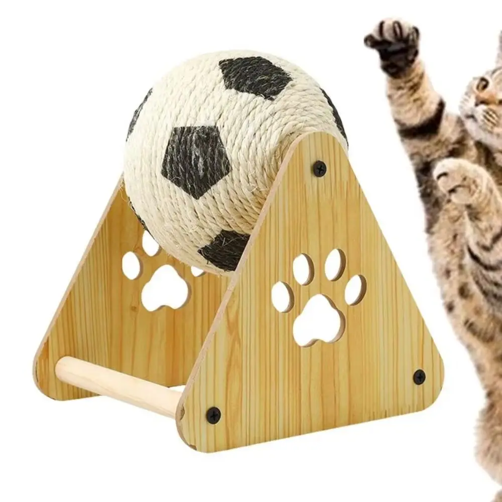 

Wear-resistant Cat Scratching Ball Durable Sisal Soccer Pet Scratcher Toy Wood Base Large Cat Grinding Paw Board Pet Furniture