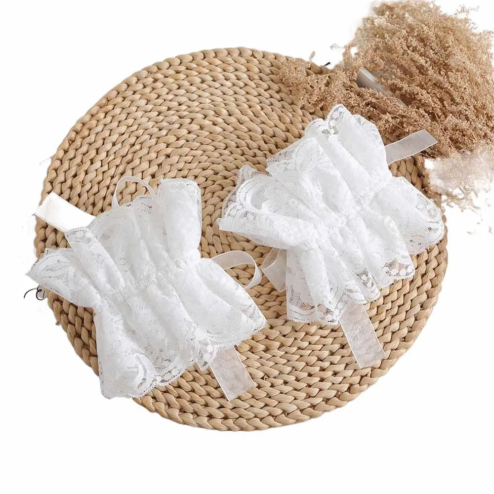 

Princess Style Lace Ruffled Lace Fake Collar Black Elegant Blouse Shoulders Fake Collar Vintage White Ruffled Sleeve Girls