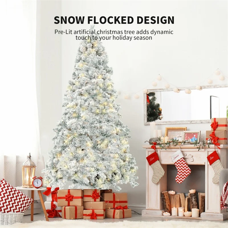 Artificial Christmas Tree PVC Easy Assembly DIY Christmas Outdoor Deoration Holiday Flocked Xmas Tree Metal Stand 2.3M 1.8M