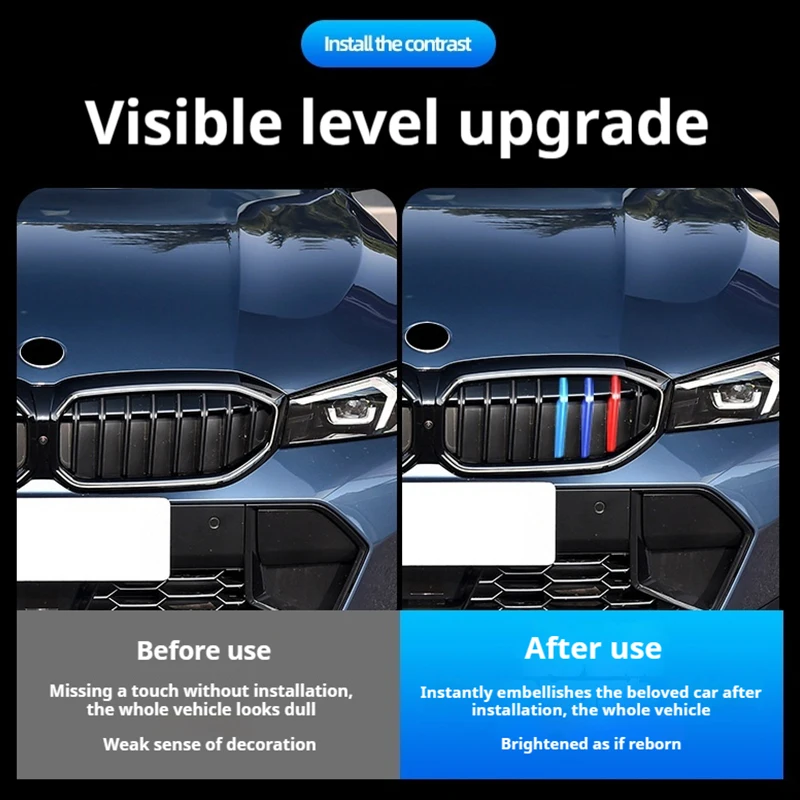لسيارات BMW 3 Series G20 2025 ثلاثة ألوان مصبغة مشبك شواية السيارة المشارب الجبهة شبكة مقاطع غطاء شرائط اكسسوارات الكسوة