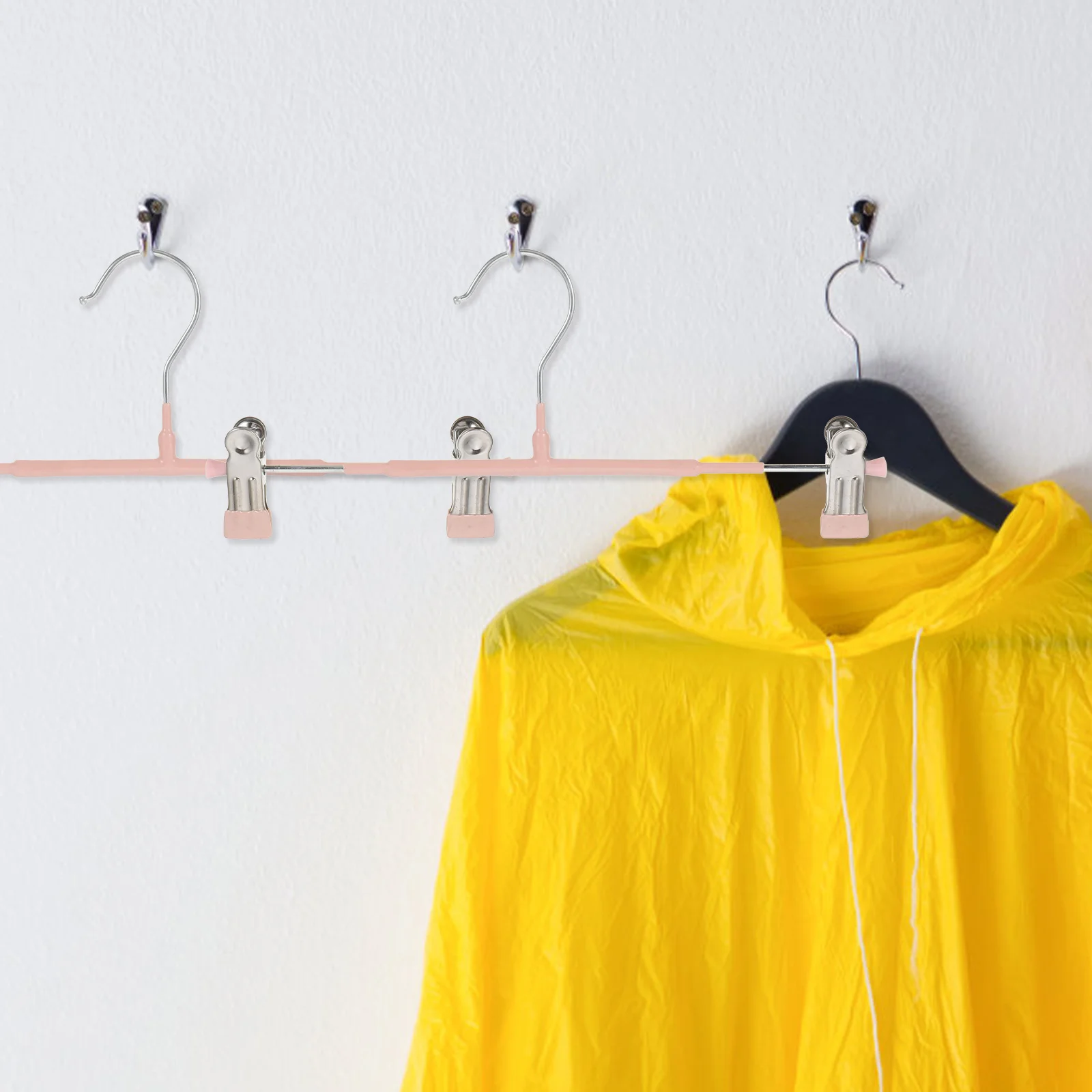 

5Pcs Stainless Steel Double Clip Hanger Set Heavy Duty Non Slip PVC Telescopic Space Saving Clothing Pant Skirt Hangers