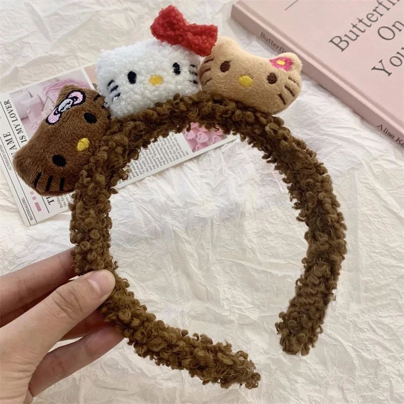 Cartoon Plush Hairband para Crianças, Kt Cat Headband, Acessórios para Cabelo Kawaii, Headdress, Wash Face, Elastic Hairband Presentes, Moda