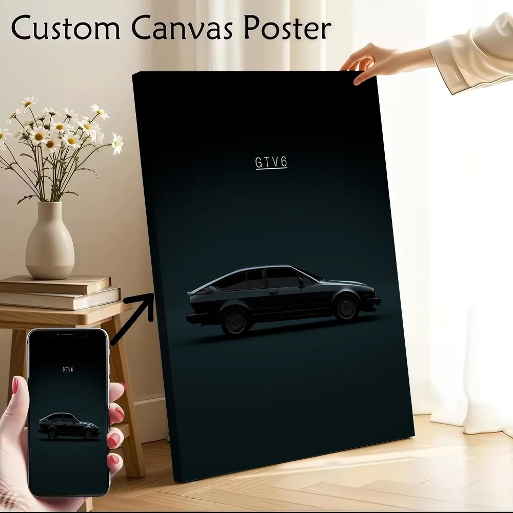 1986 Romeo Car GTV6 Poster Customizable Printed Canvas Painting for Pictures Wall Art Bedroom Decoration Living Room Wand Deko