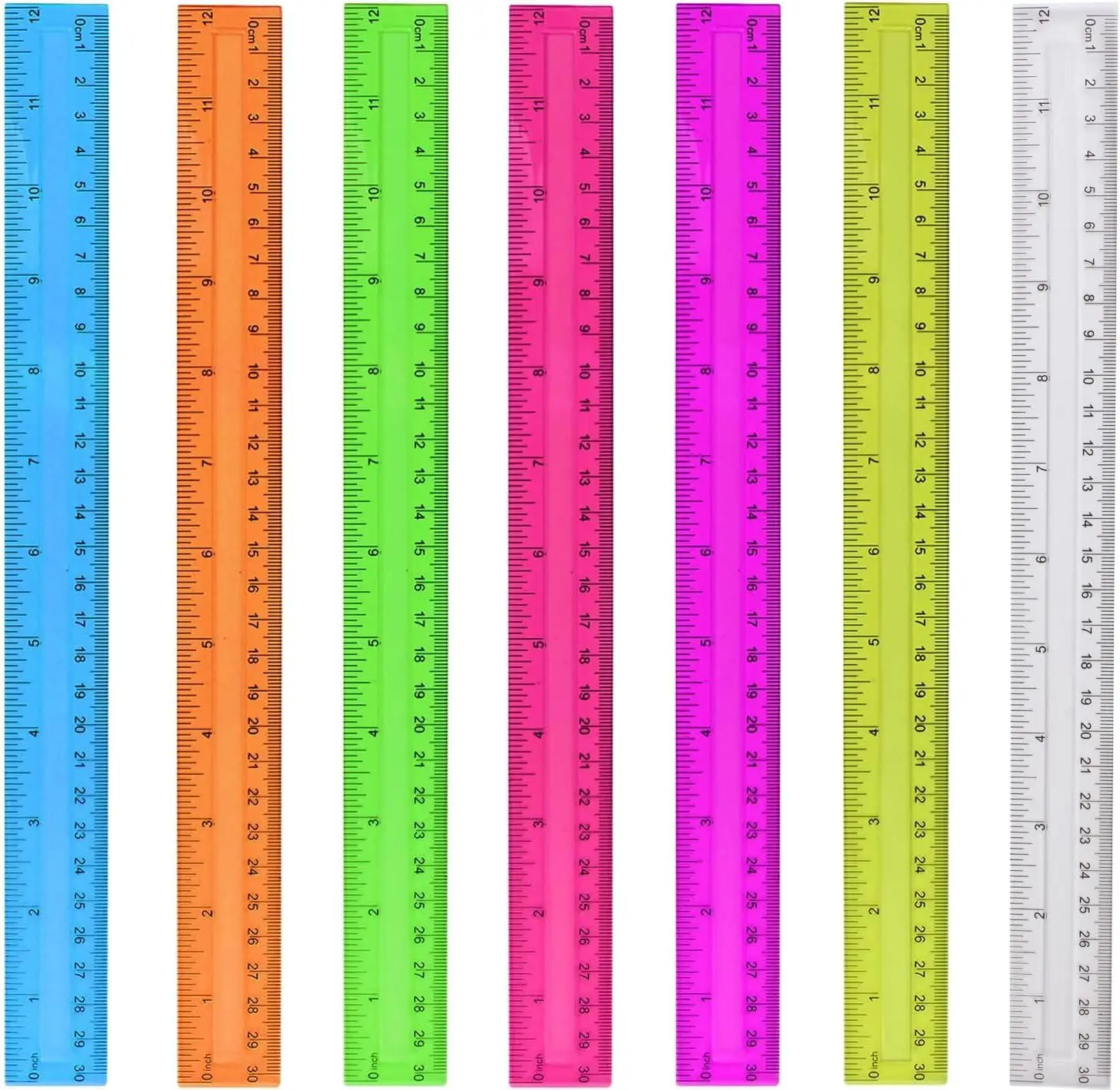 

Набор из 7 прозрачных пластиковых линеек, 12 дюймов, для школы, дома и офиса, разные цвета