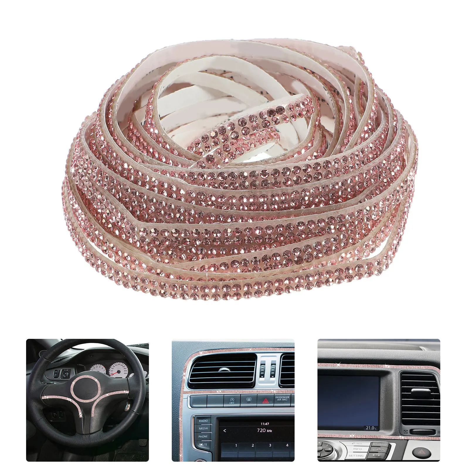 

1 Roll Rhinestone Ribbon Self Adhesive Decorative Strip for Car Phone DIY Craft Projects Diamond Ribbon Bling Stickers Household