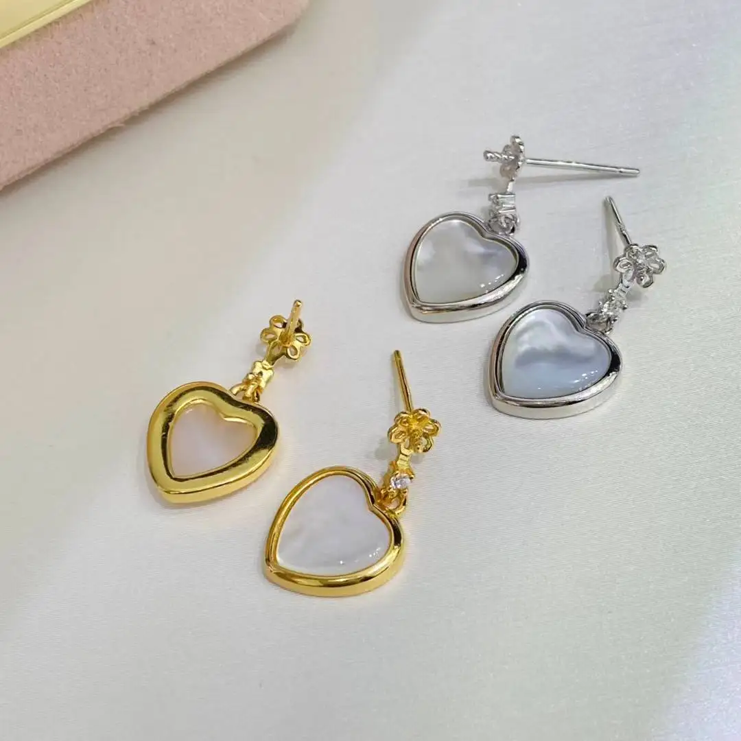 

Wholesale Heart 925 Sterling Silver Earrings Mount Findings Settings Base Mounting Parts Accessory for 6-7mm Pearls 5 pairs/lot