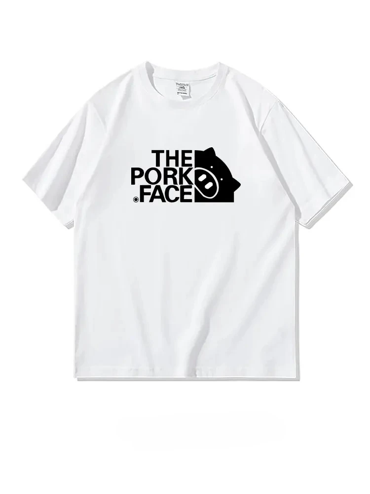 Verano divertido cerdo estampado ajuste algodón camiseta Faion marca ort Sve joven ular ropa Casual uso diario