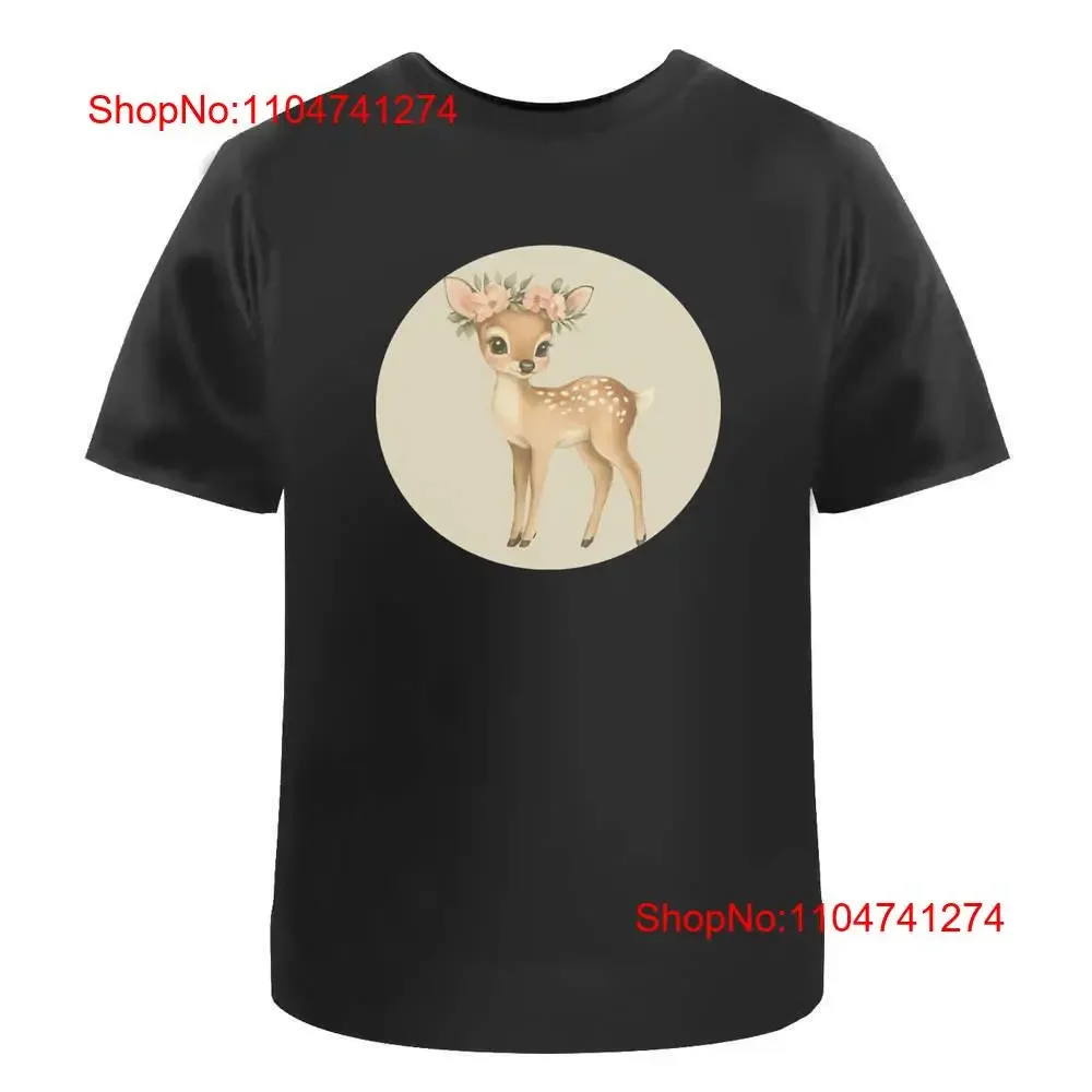 

' Cute Deer Wearing Flower Crown' Cotton T Shirt TA051563 vintage Washed Slightly fashion Stylish designer clothes Breathable