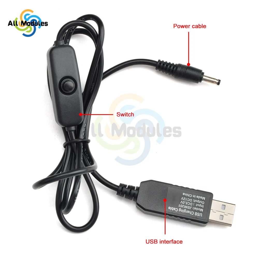 5V to 5V 9V 12V USB Conversion Cable Power Bank Connection Router Connection Cable Boost Cable with Switch Power Boost Line