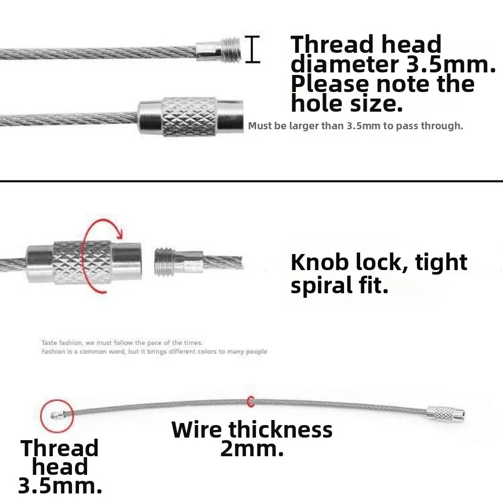 5pcs High Quality Stainless Steel Keychain Ring Wire 6 Colors DIY Key Keyring Circle Rope Cable Loop 2*100mm Screw Lock Gadget