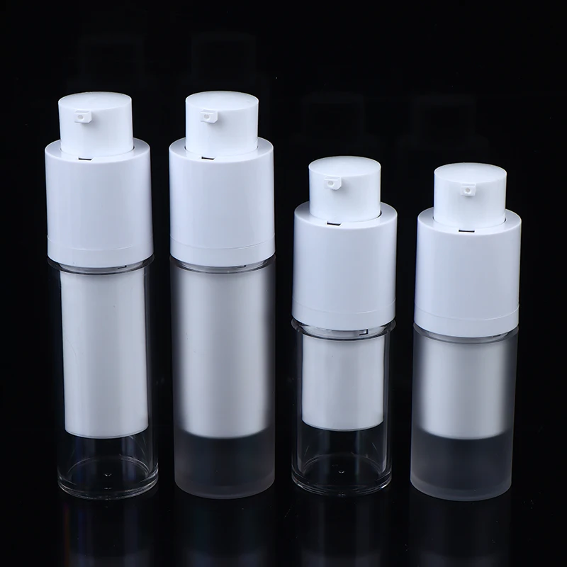 Mattierte Klare Runde Lotion- und Foundation-Dosen mit Vakuumpumpe 15/30/50ml Drehbarer Hebedeckel Leere Reise-Kosmetikspender