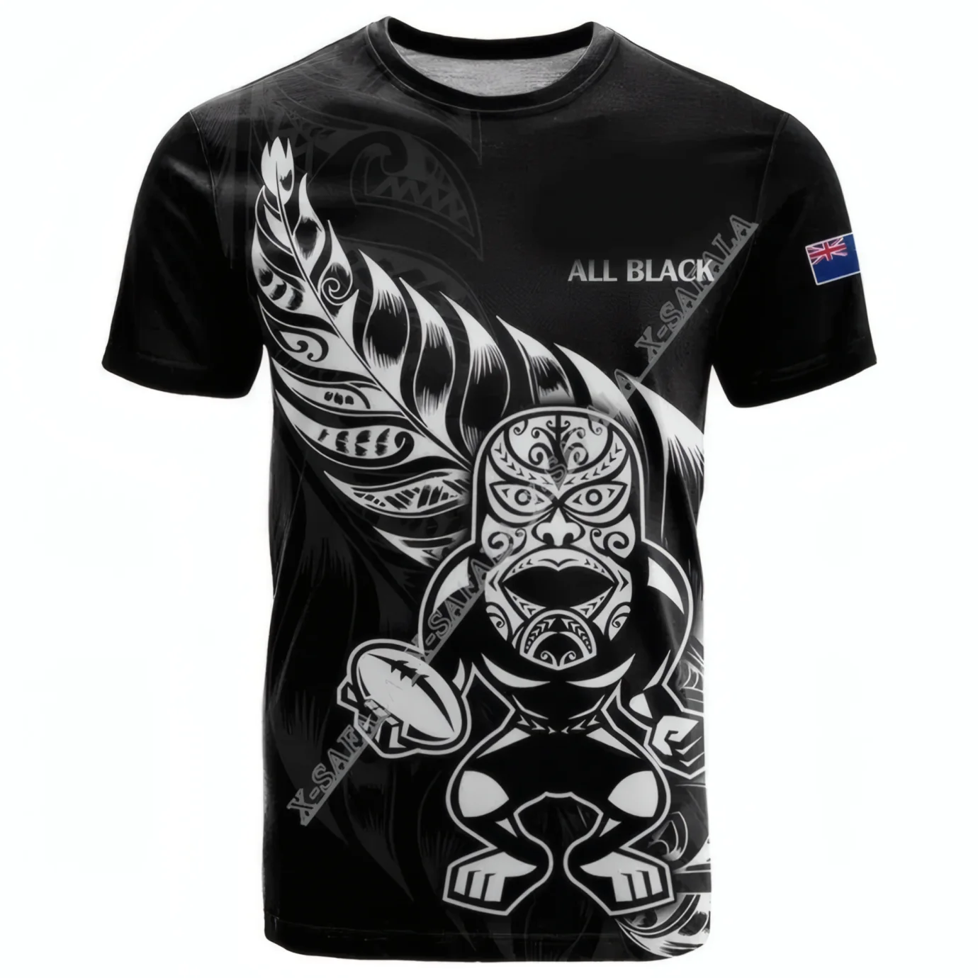 

Summer Fashion New Zealand Rugby All Black Sport 3D Printed Men's T-shirt Loose Crew Neck Casual Top Short Sleeves