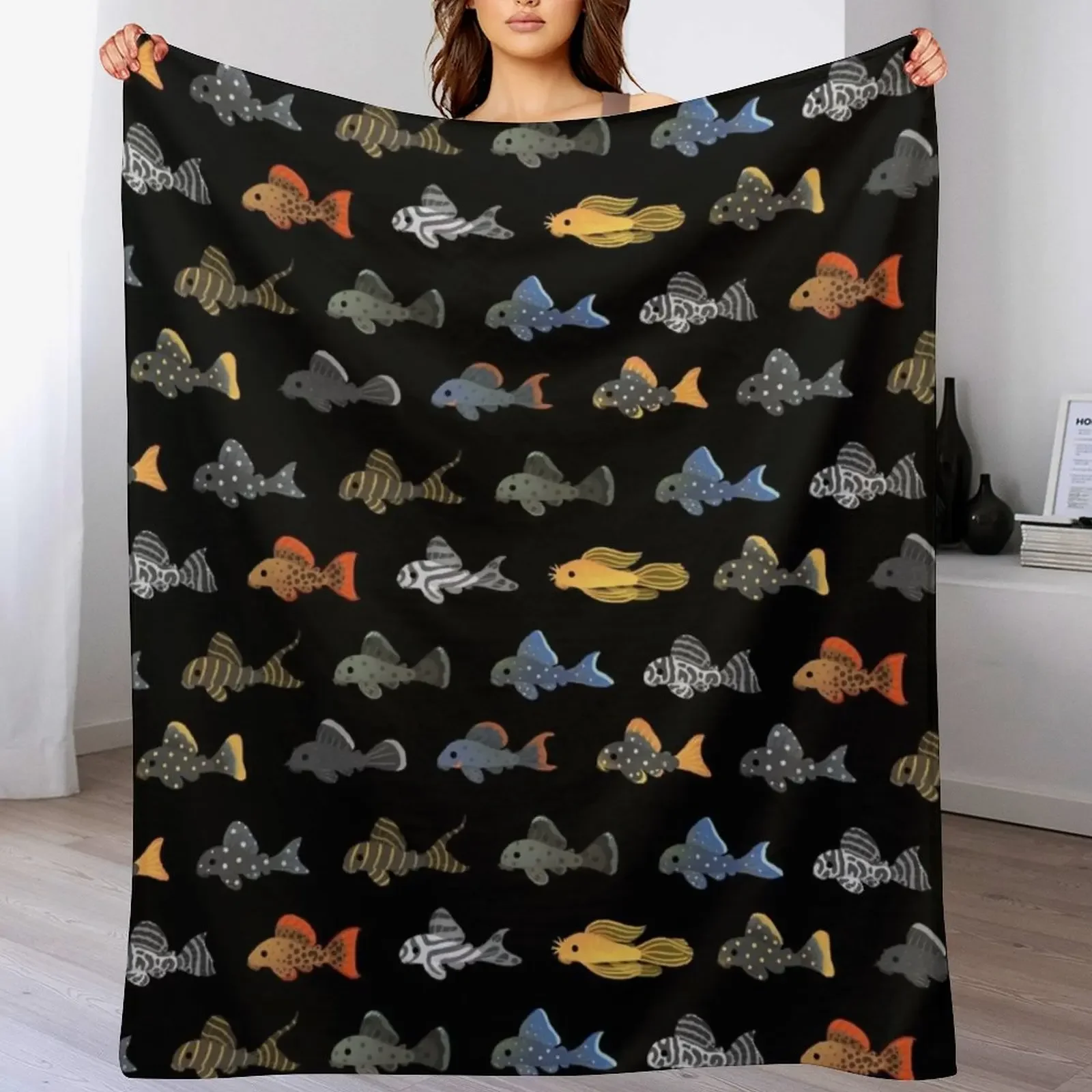 

Pleco! - black Throw Blanket Decoratives Soft Big Sofas funny gift Blankets