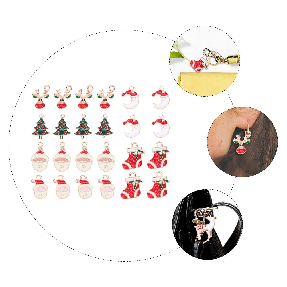 

24pcs Alloy Mini Charms Diy Jewelry Making Material Christmas Decorations Unique Gift For Friends Smooth Craftsmanship (Mixed