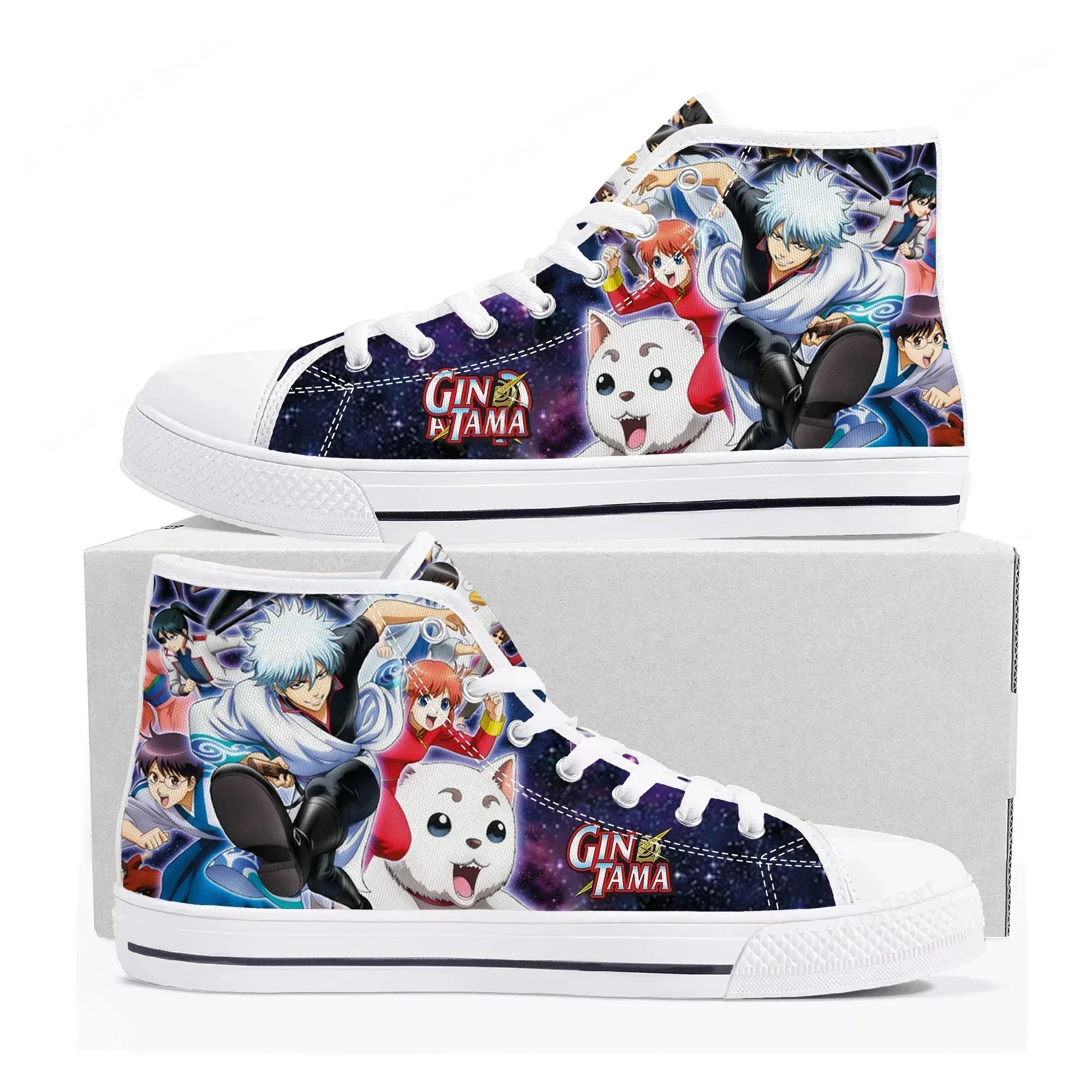 Gintama High Top Sneakers Mens Womens Teenager Sakata Gintoki High Quality Canvas Sneaker Comics Manga Couple Customized Shoes