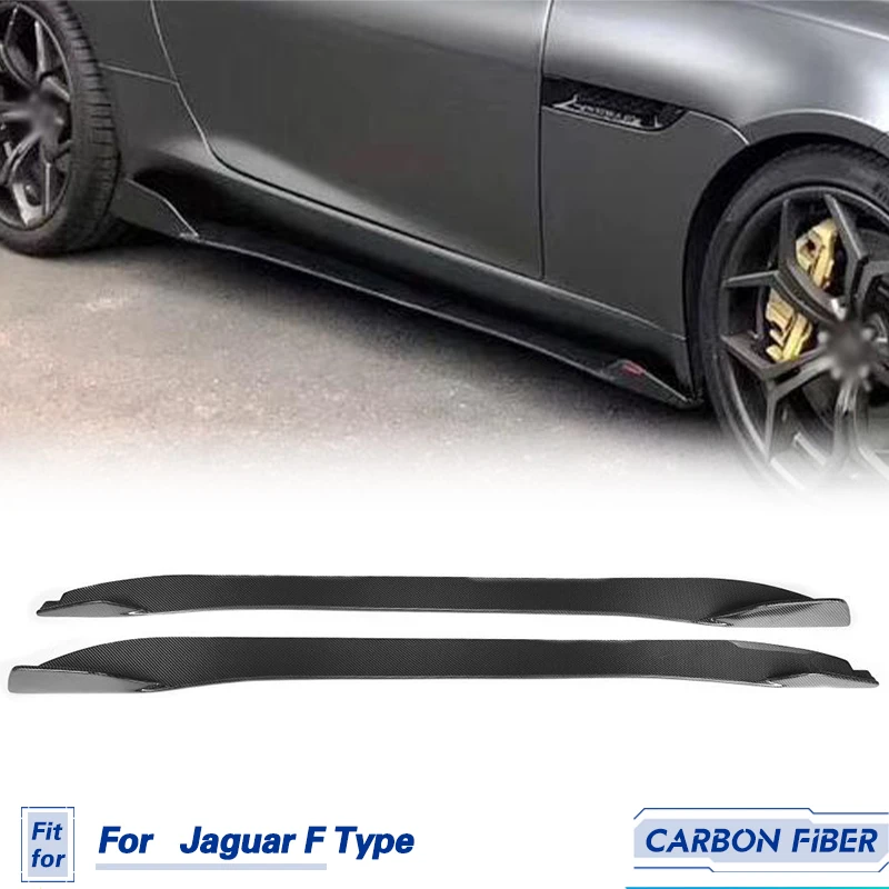 Car Side Skirts Extensions Carbon Fiber for Jaguar F-Type 3.0 Coupe Convertible 2015-2017 Side Door Bumper Apron Lip Body Kits