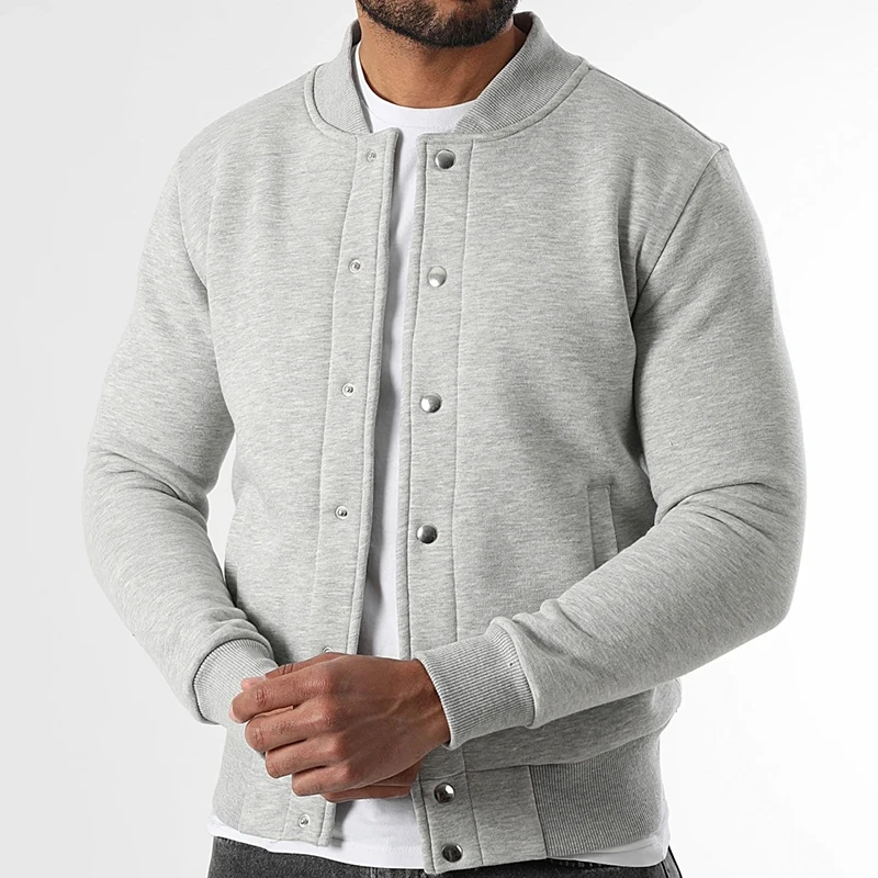 Fashion Simple Solid Color Jacket For Mens New Casual Button-up Collar Sweatshirt Jackets Fall Winter Fleece Lining Outerwear