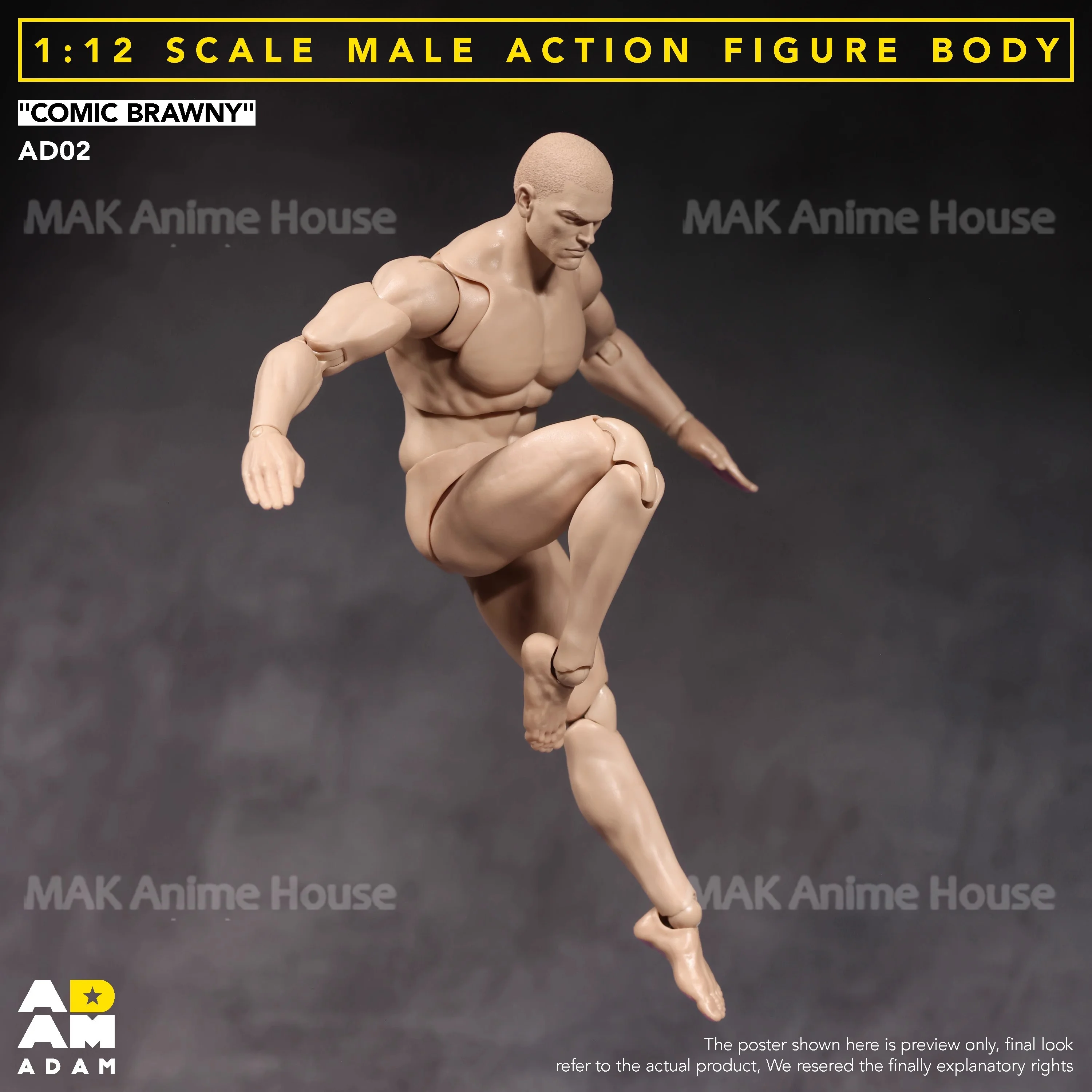 2026 Q1 ADAM AD02 1/12 Corpo Forte Comic Hero Corpo articolare con testa scolpita 6.5 ''Soldato maschio Action Figure Modello da collezione