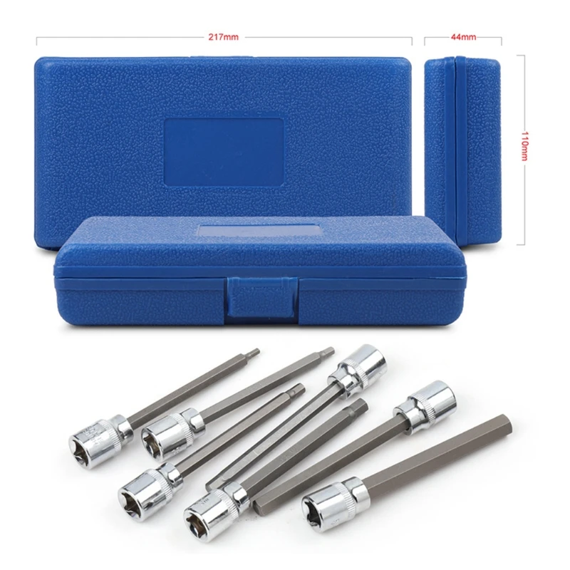 dwan 3/8” for Extra Long Allen/Torx Bit Socket Set with Storage Box Metric 3mm -10mm 7-Piece Set Vanadium St