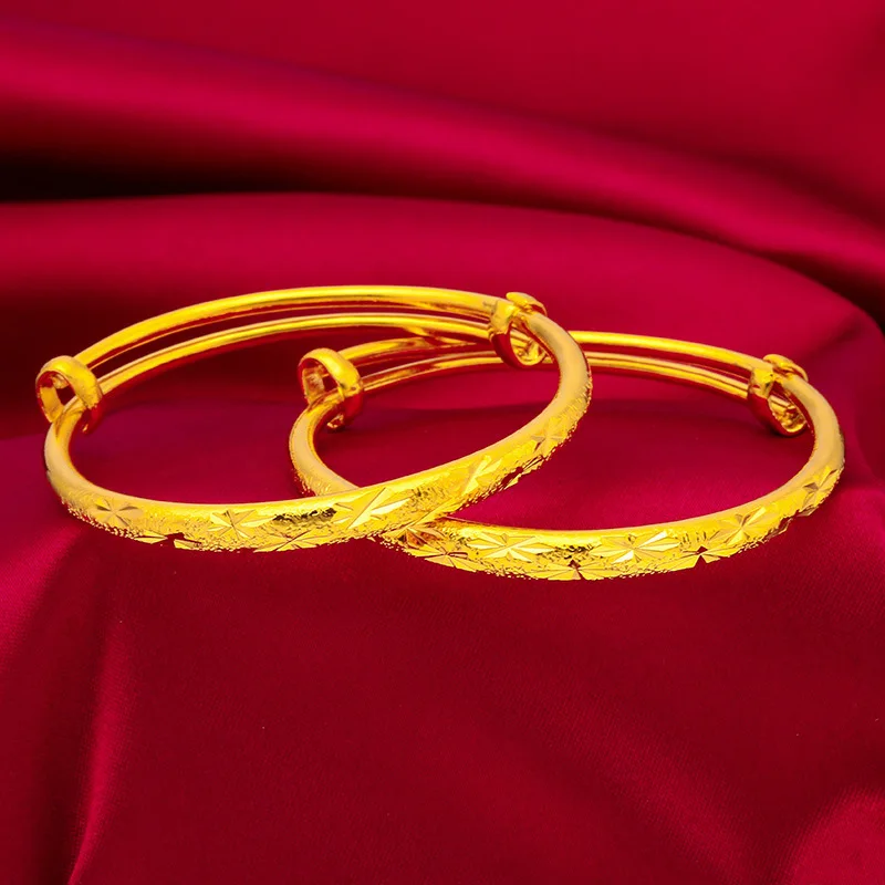 

Kids Dragon Phoenix Star Gold Bracelet! 24K Gold AU999 Polished Style, Adjustable Anti-Slip Chain, "Longevity Wisdom" Engraving