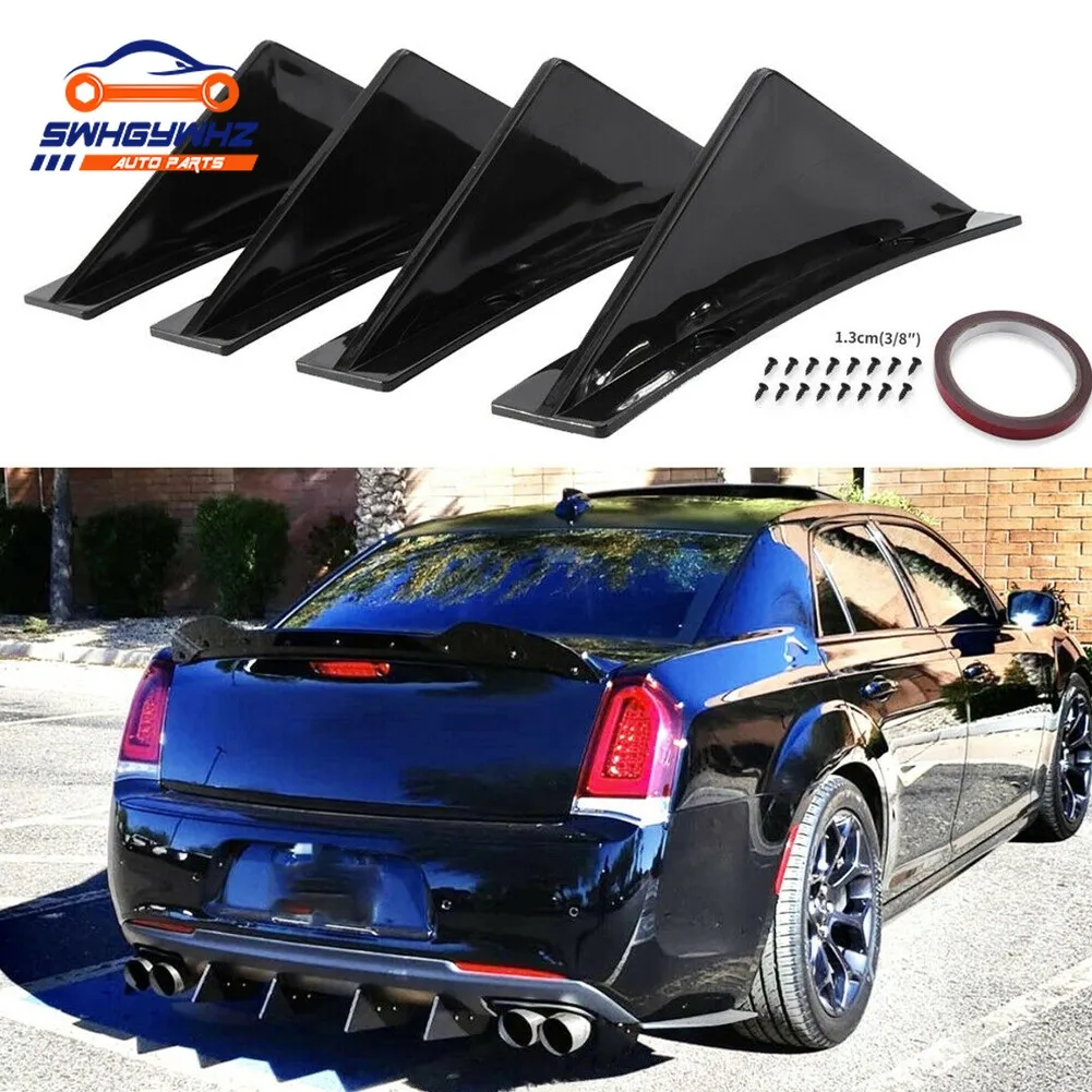 

4pcs Universal Carbon Fiber Car Modified Rear Bumper Diffuser Spoiler ABS Rear Bumper Lip Diffuser Anti-collision