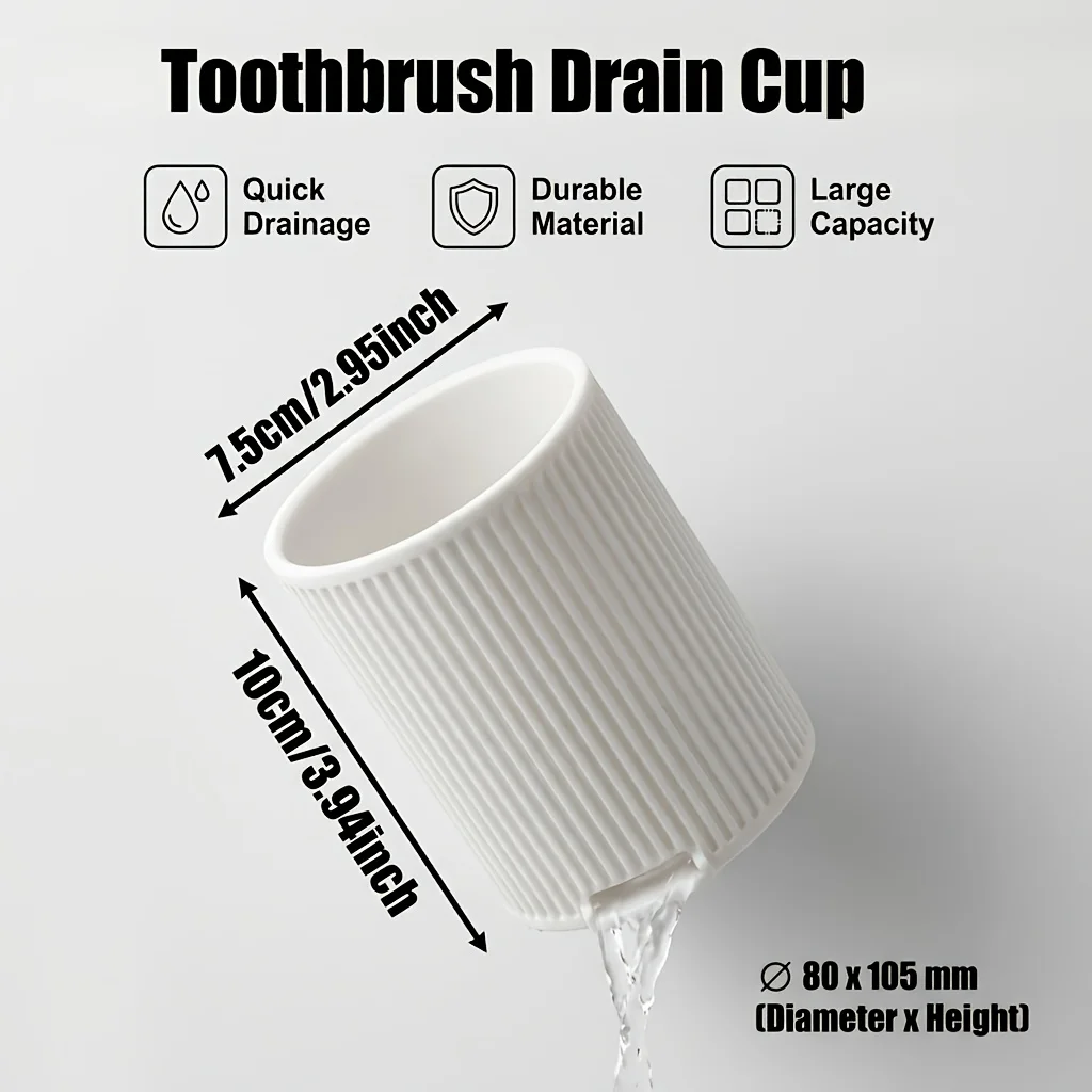 Quick Drain Toothbrush Holder Toothpaste Storage Cup Bathroom Countertop Organizer for Toothbrushes and Makeup Brushes