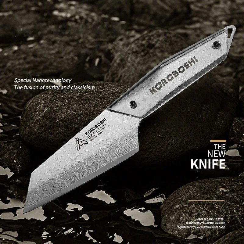 

4.3 Inch Utility Knife 67-layer Damascus SKD11 Steel Core Blade Detachable Handle Slicing Cleaver Paring Barbecue Kitchen Knife