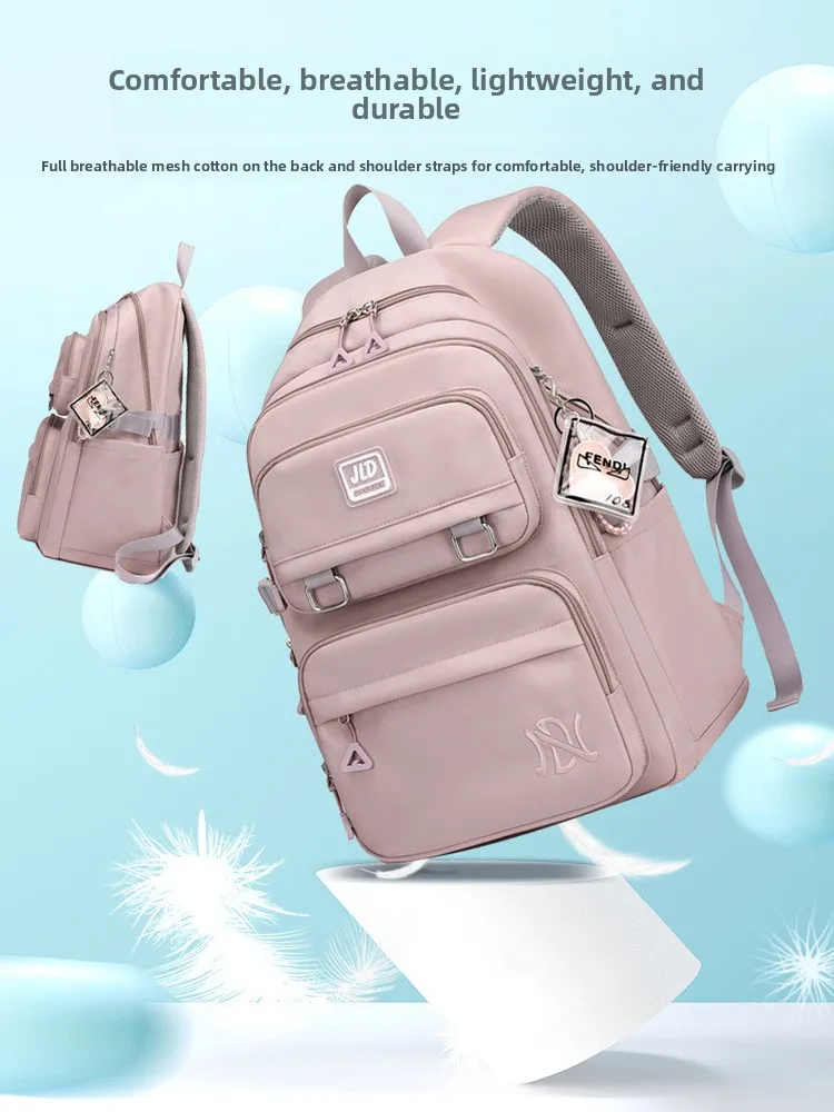 

JLD Hong Kong Middle School Student Bapa Large Capaci Waterproof Lightweight INS Sle Simple High School Double ould...