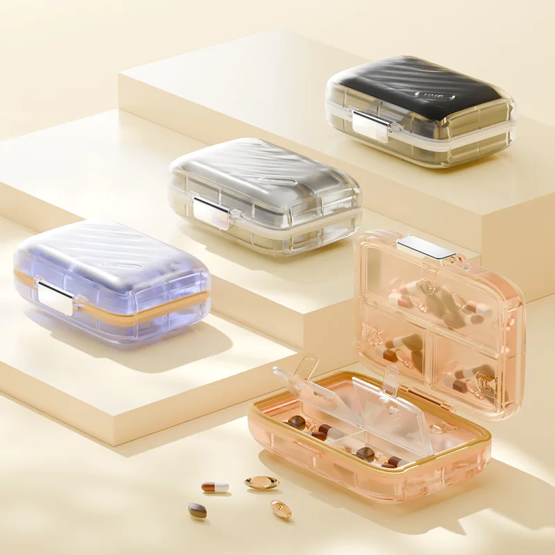 Food Grade 7 Day Pill Box, Portable Multi-Grid Lightproof Medicine Organizer with Lid for Daily Vitamin Medication Storage