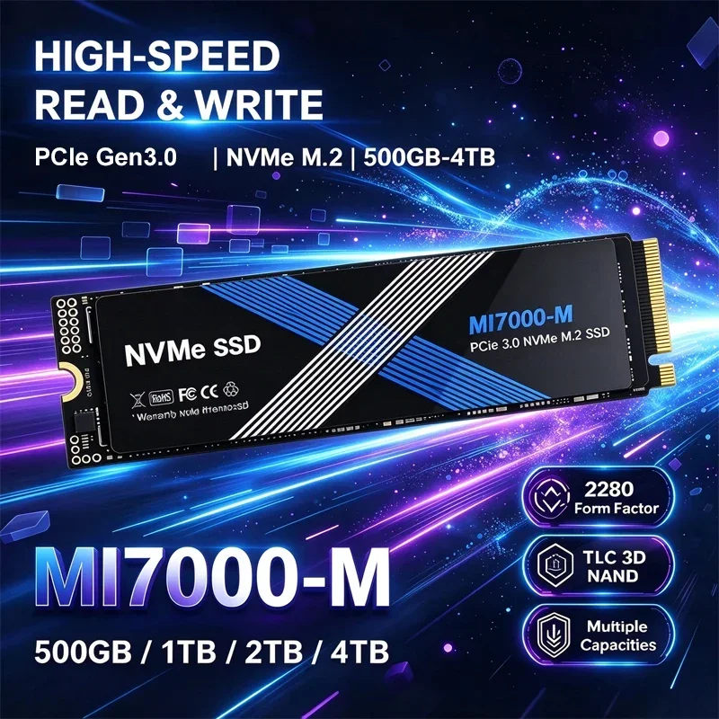 MI7000-M M.2 SSD Hard Disk 500GB 1TB 2TB 4TB High Speed NVMe M2 SSD PCIe 3.0 Internal Solid State Drive Laptop Desktop PC