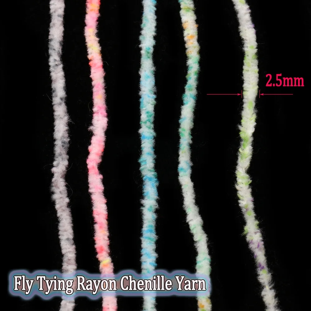 Vampfly 5M 2.5mm Rayon Chenille Yarn Fly Tying Material For Wolly Bugger Streamer Flies Trout Lure Nymph Body Making Material