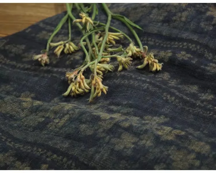 

1yard Double layer thick linen cotton fabric for material Retro flower printing tela Designer cheongsam clothing fabric