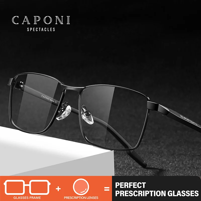 CAPONI Prescription Men Glasses Classic Customizable Progressive Glasses Myopia Anti Blue Ray Computer Eyeglasses PJ28733