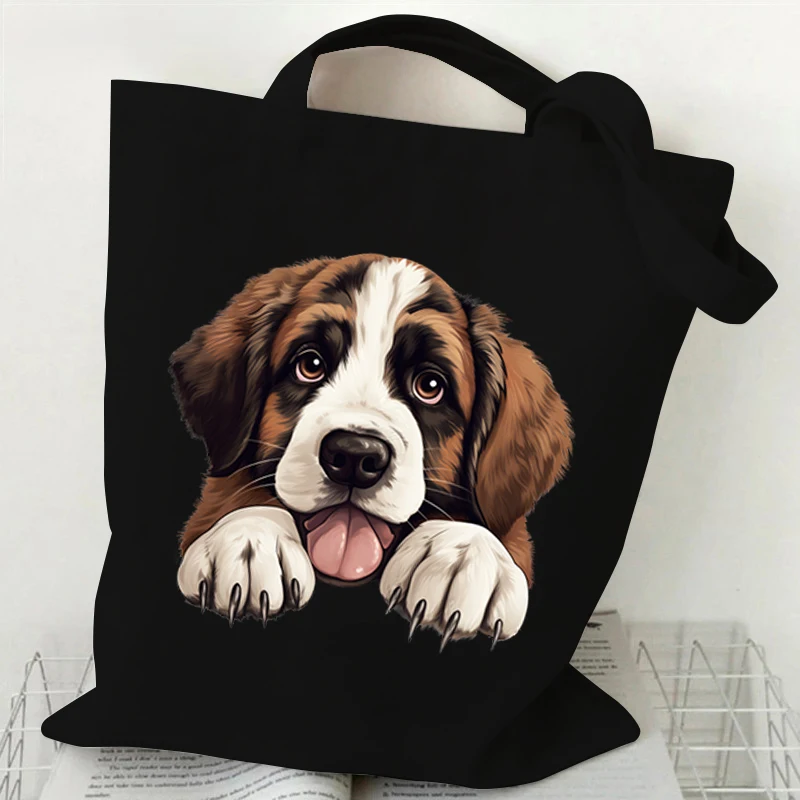 Beagle French Fighting Dog Handbag Womens 3D Dog Series Shoulder Bags Casual Sports Fitness Commuter Bag Canvas Animal Tote Bag