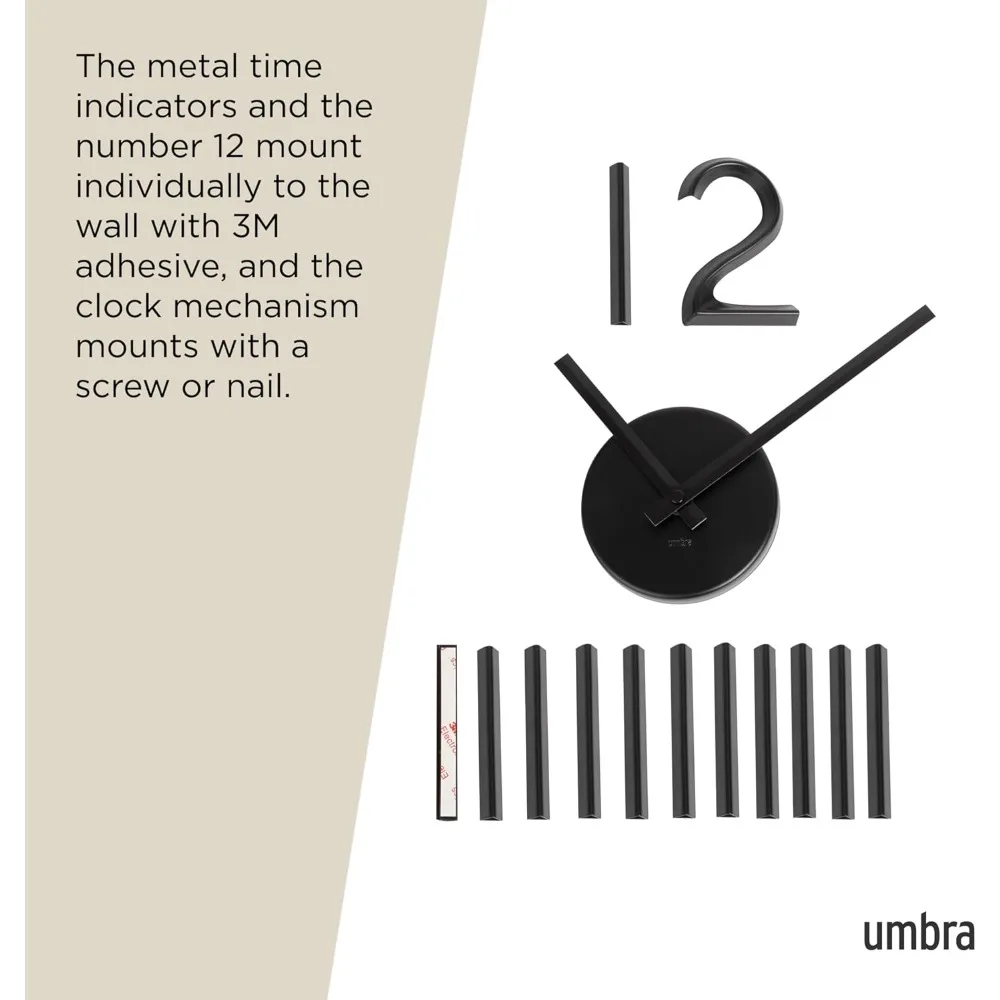 ساعة حائط كبيرة بدون إطار مقاس 39.25 بوصة أرقام ملصقات ذاتية الصنع ديكور منزلي حديث بسيط أسود سهل اللصق