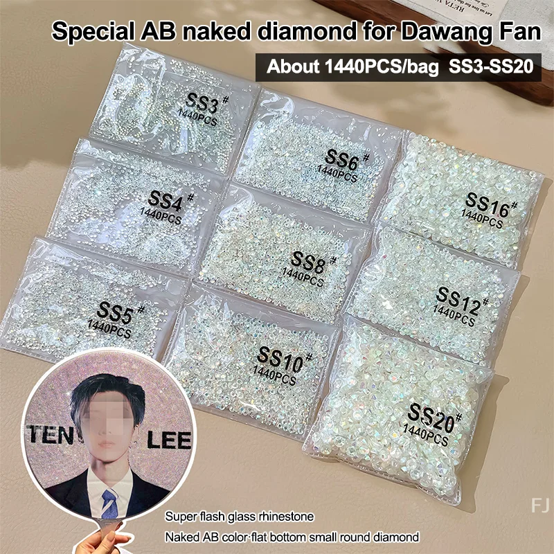 

[YU]1440pcs Mix-size Rhinestones Glitter Crystal Diamond Strass Flatback Stone Gems Nail Art Rhinestones Decorative Accessories