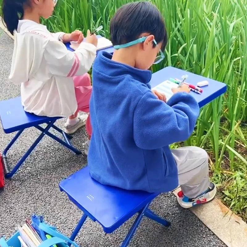 

Elementary school students outdoor learning tables and chairs foldable storage children movable portable multi-functional artifa