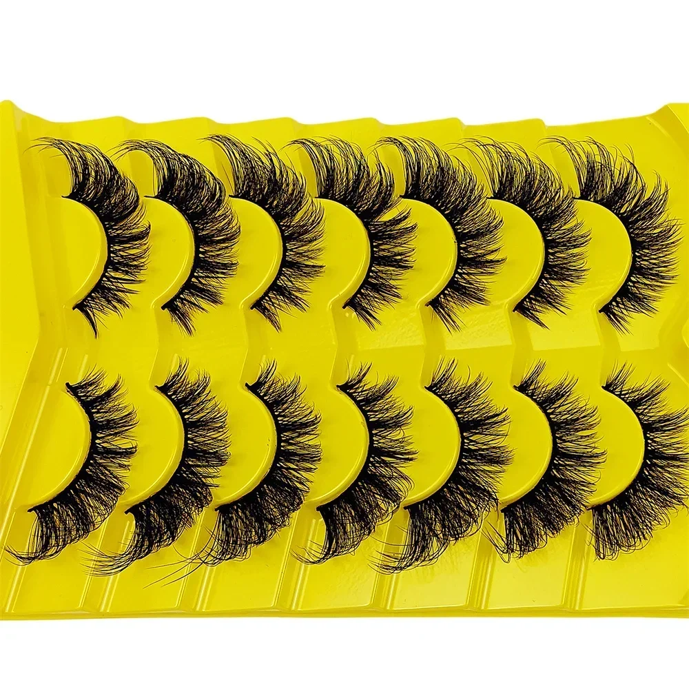 7 Pairs Cat Eye Eyelashes 3D Natural False Lashes Fluffy Soft Cross Manga Lashes Wispy Natural Eyelash Extension Makeup