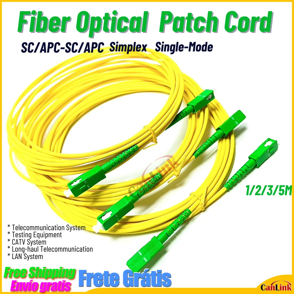 10PCS Fiber Optic SC/APC-SC/APC FTTH patch cord Single Mode Indoor Patch Cord Extension Cable 1M/2M/3M/5M jumper with adaptor