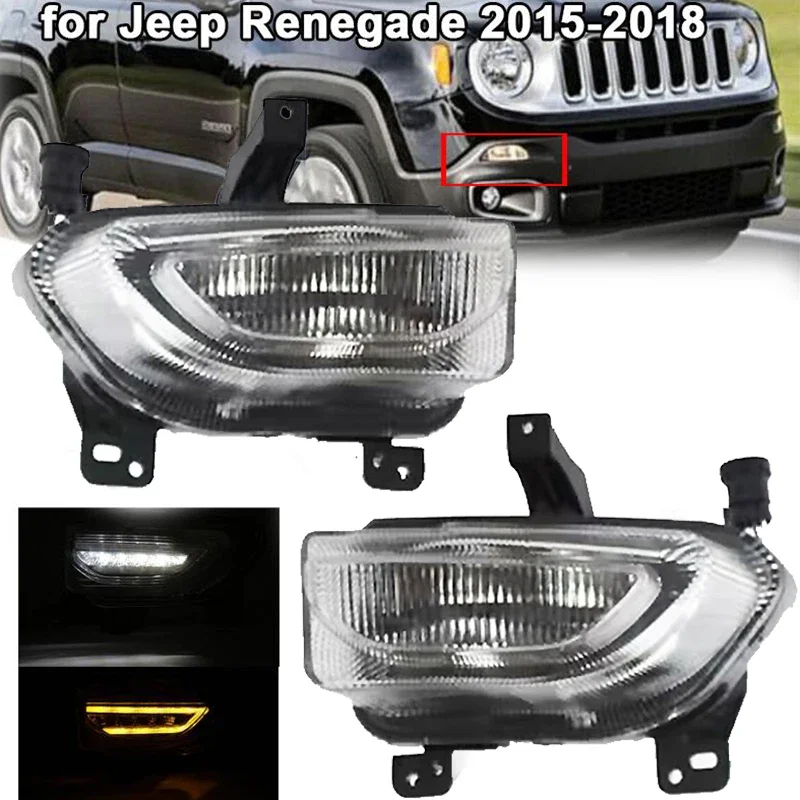 

1pair Front Left Right LED Daytime Running Lights Turn Signal Light for Jeep Renegade 2015-2018