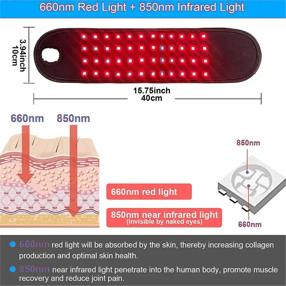 Red Light Therapy Waist Belt for Hand Relief Belt 850nm&660nm Near Infrared  Joint Care for Knee Massager