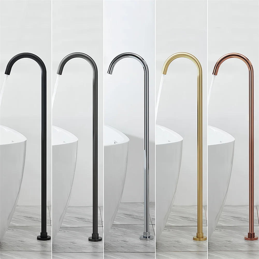 Imagem -02 - Floor Standing Bathtub Faucet Black Stand Sink Wall Mounted Water Mixer Tap Brushed Goldgunmetalrose Goldbrass Bath Faucet