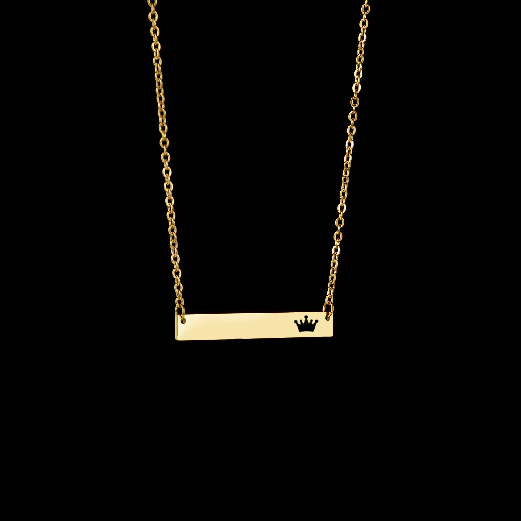 Acheerup Personalized Engrave Name Date Bar Necklace for Women Stainless Steel Customized Heart Moon Pendant Jewelry Kids Gift