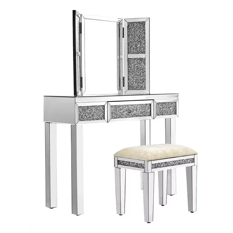 

Dresser Bedroom Furniture Charming Mirror Glass Dresser Set Crystal Handle