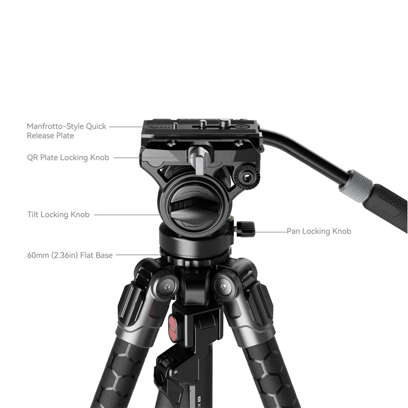 SmallRig x Potato Jet TRIBEX SE Hydraulic Tripod,One-Squeeze Height Adjustment, Max heigh 168cm/66.1in, Load Capacity 6kg 5305
