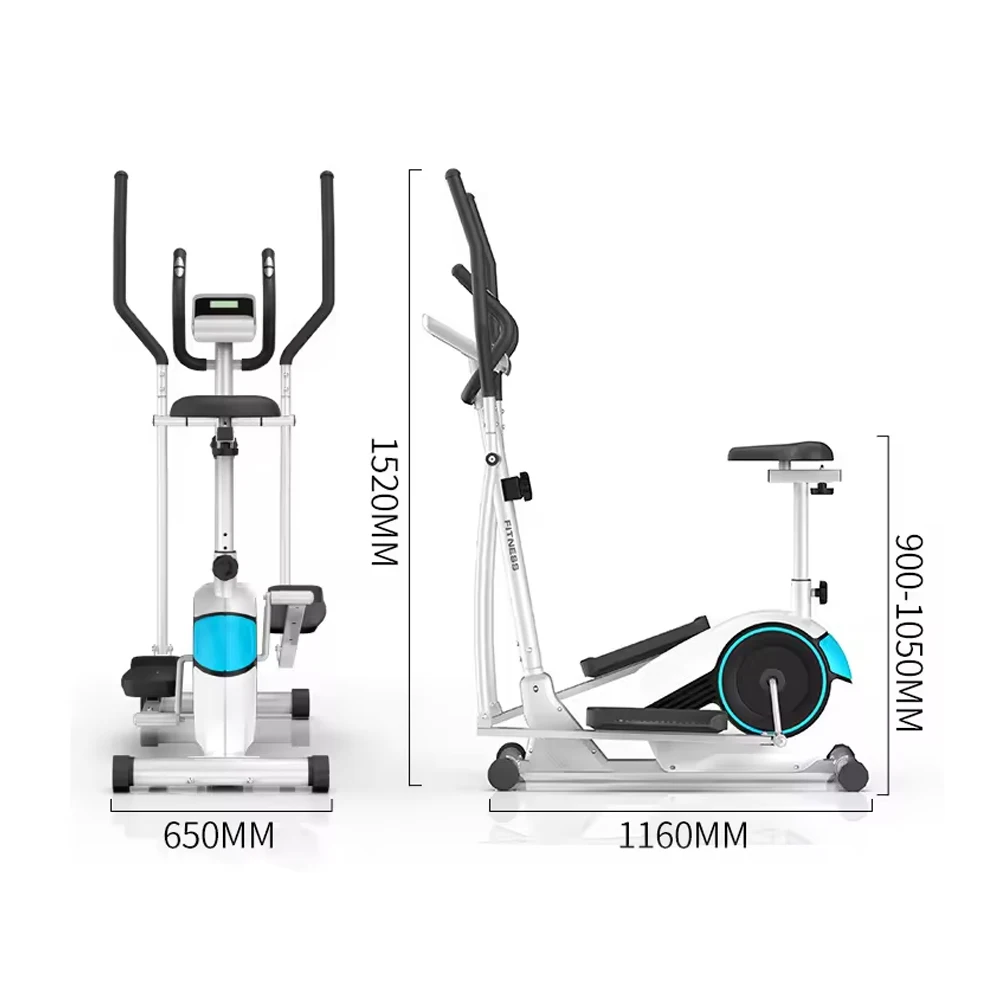Manual Steel Elliptical Trainer with Seat LED Display Magnetic Cardio Home Gym Equipment